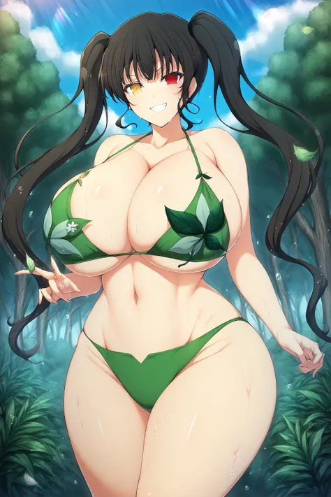 yaegashi nan, senran kagura, senran kagura burst, senran kagura new link,Inazuma 
, ,,  gigantic breasts, gigantic ass, giant thighs,(((pixel-perfect, detail-perfect))), solo, 1girl, kurumi tokisaki, twintails, looking at viewer, smug,heterochromia score_9...