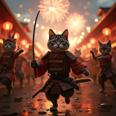 live-action、What about cat samurai、Have a fun singing and dancing party with everyone。  have fireworks of blessing 、Dance Matsuken Samba。