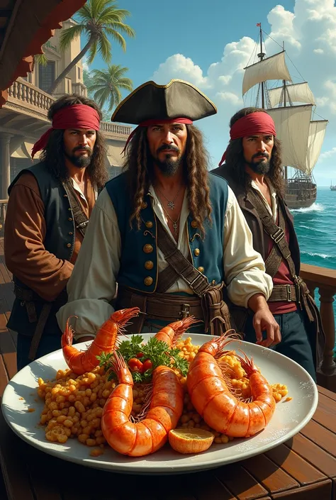 creative advertising for restaurant, masterpiece, best_quality, fish, ship, Pirates of the Caribbean style