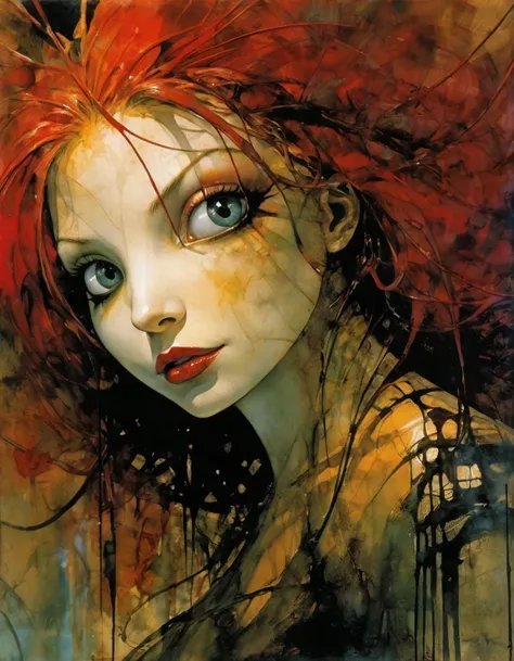 lesbianism, two vampires, eroticism, sex,lingerie,blonde and red hair, blood orgasm, sex sex sex (art inspired by Dave McKean and Bill Sienkiewicz). oil painting, brush stroke details that enhance depth) (best quality,4k,8k,highres,masterpiece:1.2),ultra-d...