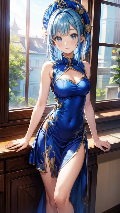 blue china dress girl