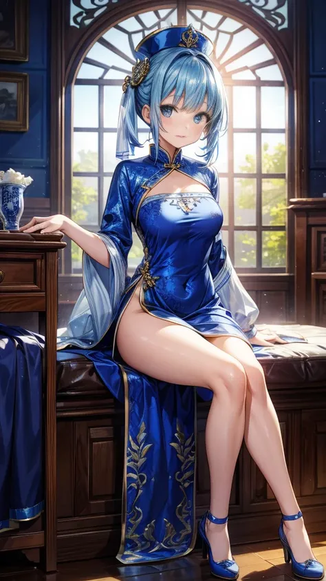 blue china dress girl