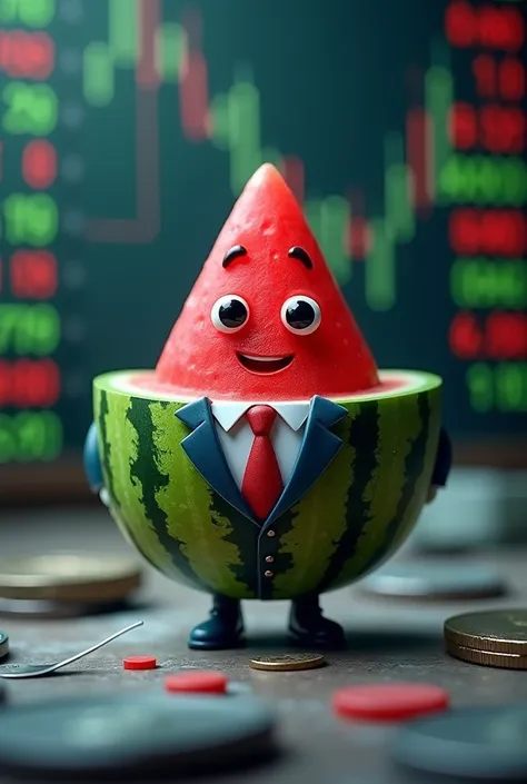 A watermelon element combined with stock and broker elements. 
I want to
The element should be small and not peripheral.
Lets have a little fun.