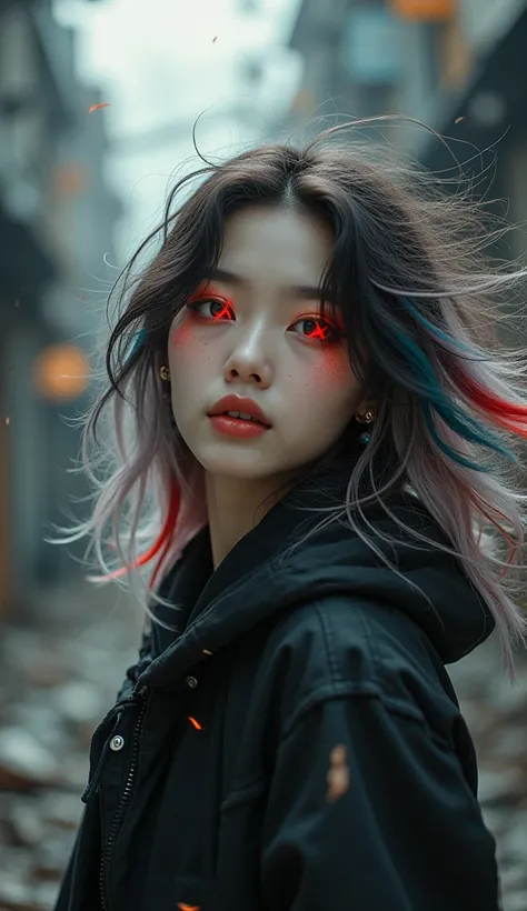 Best picture quality、RAW photos、Ultra-high resolution、21 years old Korean breast、Dynamic angle、Cowboy shooting、A Beautiful Scene in Troubled Times、grace、Brutal Design、Vivid colors、White hair，Black Hair，Colorful Hair，short hair，Straight Hair，Long braids，Glo...