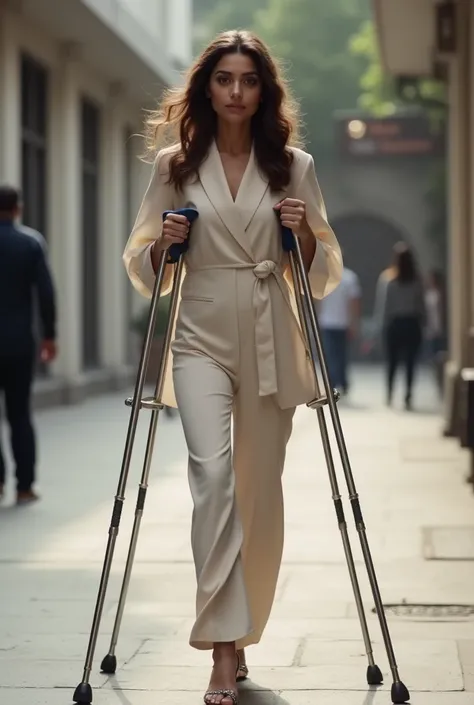 Kiara advani walking with 2 crutches  video 

