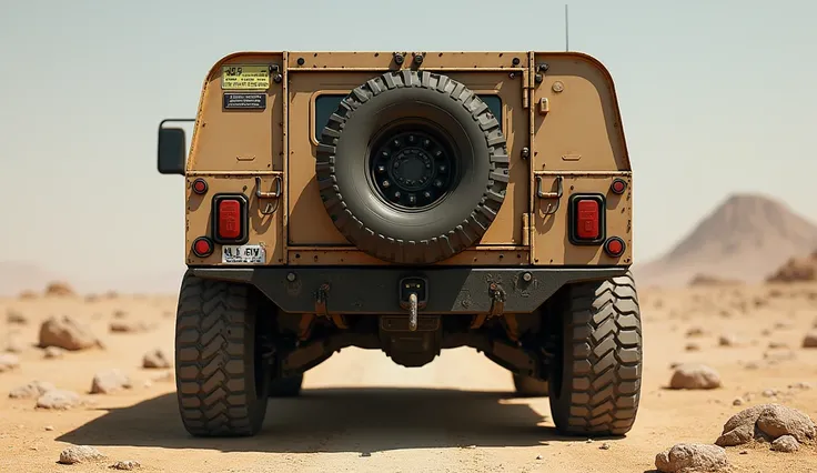 Generate a Realistic image of  1993 Hummer H1 back trunk view