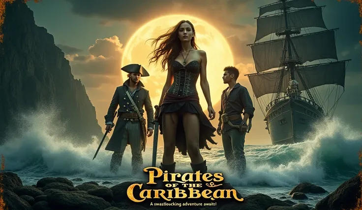 Thumbnail Prompt for "Pirates of the Caribbean"

"Design a dramatic and visually captivating movie thumbnail in 1950s Super Panavision 70 style, inspired by retro cinematic posters. The central focus is a confident, alluring young woman with a strikingly s...