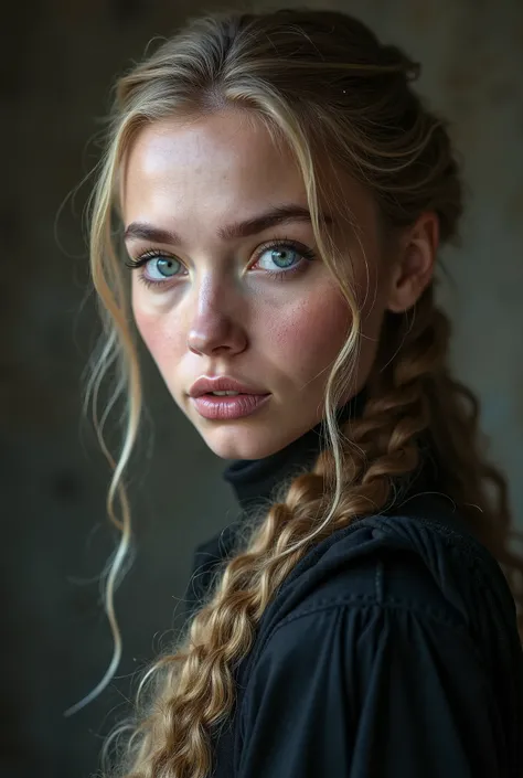 Ultra Realistic photography,Model,woman.sexy.Dark blond . blue-eyed member of the Stark family Game of Thrones 