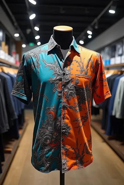 A shirt with a print in a physical store 