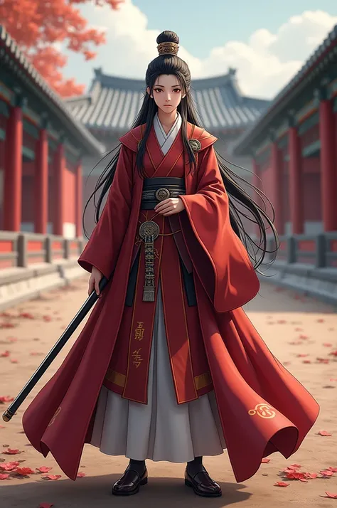 Yi Sun-sin ，Joseon Dynasty，whole body，（ Korean Palace _background）， anime style, （4K）, Alone， ((whole body)) ，Tsuyoshi Nagano Style， Nobunagas Ambition Illustration Style， looking at the camera,  Hyper Details , ( intricate details ),