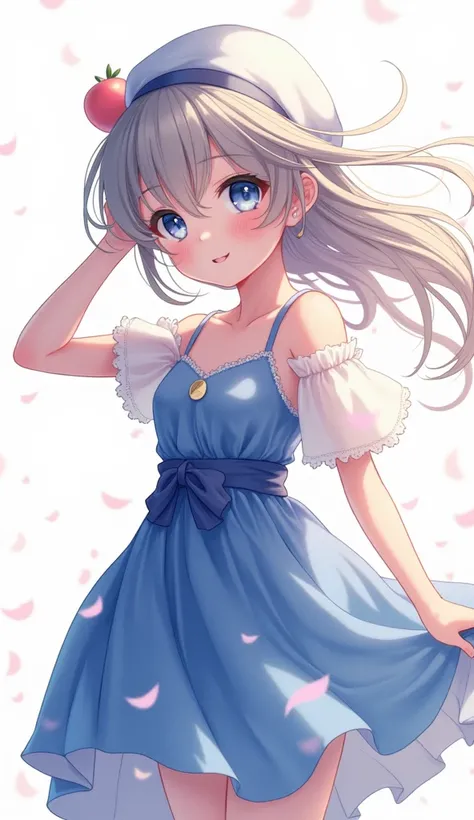 anime girl in a blue dress and hat with her hair in the wind, loli in dress, cute anime waifu in a nice dress, smooth anime cg art, beautiful anime girl, (anime girl), guweiz, guweiz on pixiv art station, beautiful anime artwork, digital art on pixiv, beau...