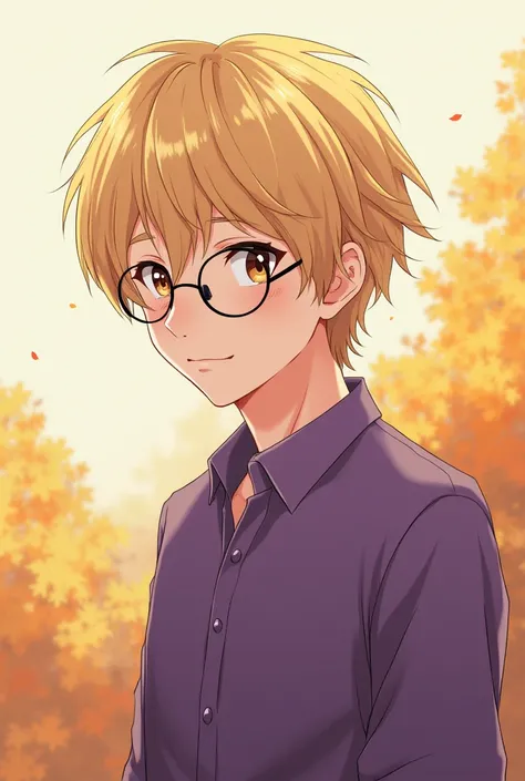  drawing of a boy with glasses and a purple shirt,blond, character portrait,  inspired by Unichi Hiratsuka ,  DeviantArt ,  Digital art, character portrait меня,  full-length portrait ,  half headshot ,  high quality portrait , varguyart style, 2d portrait...