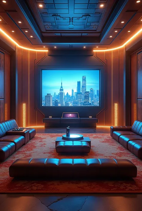  Tell me what a Fantastic Four TV room would look like in the Baxter Building. Make it big and spacious  