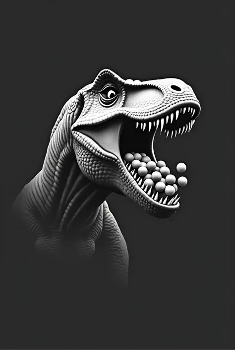 Add supplements caps or protein in T rex mouth, logo, black and white color
