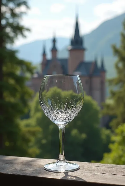  Wine glass is in the foreground,  against the background of the Wartburg. 