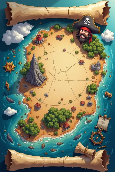  pirate treasure map. in anime style 