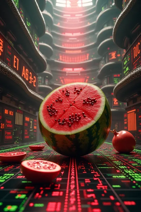 I WANT A WATERMELON AND POMEGRANATE ELEMENT COMBINED WITH BOURSE ELEMENTS.