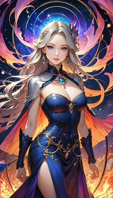 8k resolution,   Masterpiece ,   best quality ,  Award-winning works ,  unrealistic, the above, Only sexy women, healthy shaped body, 22 years old, Black Mage, Height: 165cm,  big, firm, swaying bust,, Silvery long wavy hair,  detailed facial depiction , b...