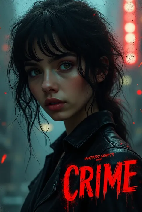 Represent the song  "crime"  by Gustavo Cerati on a poster, for a  girl.