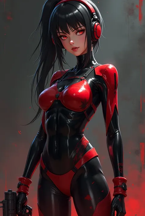 counter strike black red latex anime girl