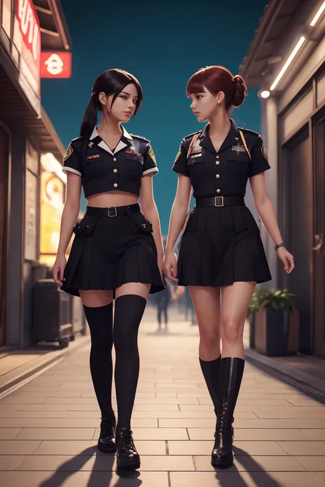 two women in uniform are standing next to each other, cutesexyrobutts, loish and wlop, nick silva and ilya kuvshinov, wlop and sakimichan, ilya kuvshinov. 4 k, alena aenami and lilia alvarado, wlop and rossdraws, artwork in the style of guweiz
