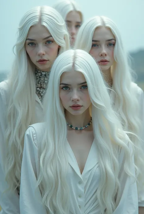 White-haired women, many styles, long hair.