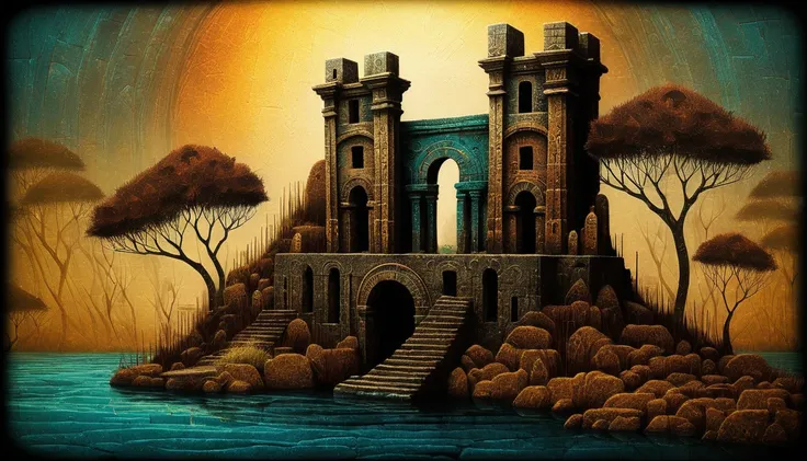 Ancient City Ruins, Ruins.  Andy Kehoe.
 best quality,   Masterpiece ,  complex details,  ultra detail