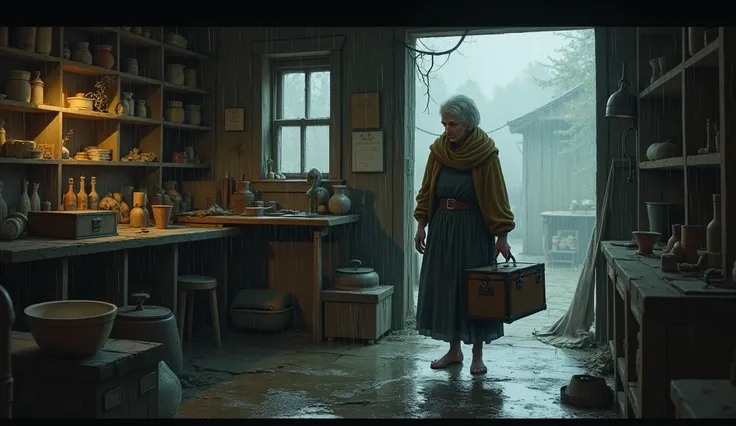 ilustration image:One rainy morning, an elderly lady entered Arthurs small workshop. She had a dusty trunk in her hands.