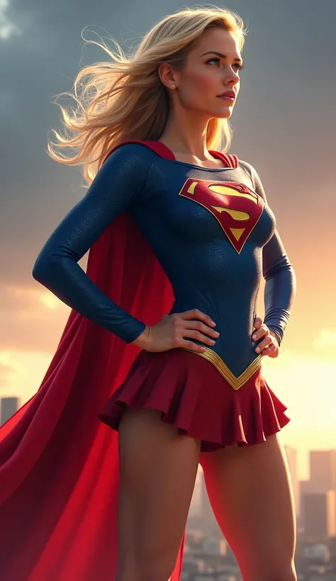 supergirl sexy very big boobs short ruffled skirt high leg suit