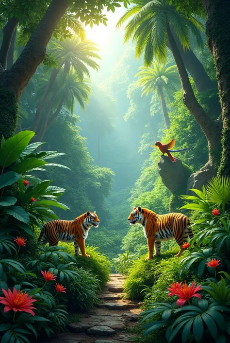 Beautical jungle there lot of animal and birds