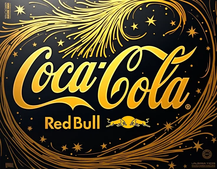 Personalize a poster with Coca Cola , redbull. whether,  a barber pole in the colors gold and black