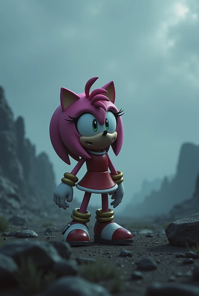 Make Amy from Sonic scared because she became an outcast