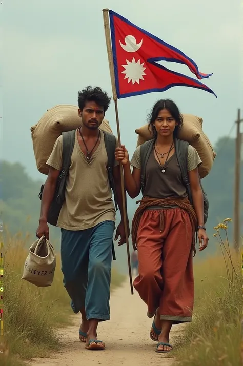 Me and my friend were poor and we were going to the province with a bag and my flag of Nepal to earn money