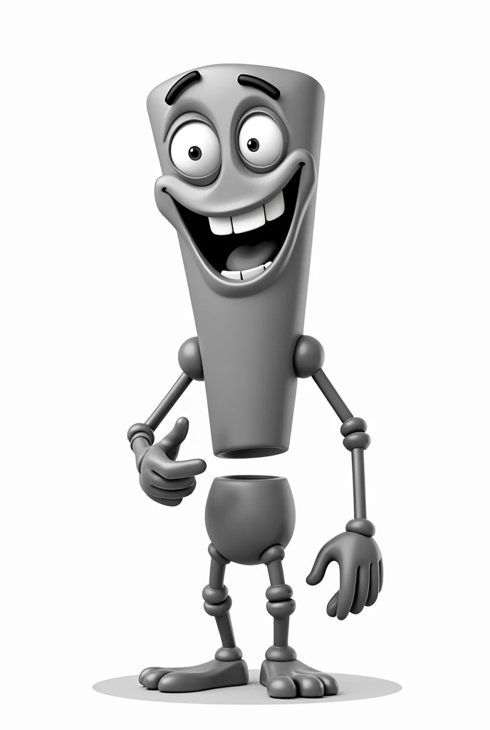 An exclamation mark with hands  , legs and face that are in the style of a story that is less realistic and that is black in color