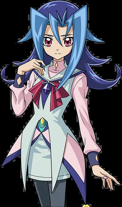 a close up of a person with a blue hair and a pink shirt, humanoid pink female squid girl, anime girl named lucy, yugioh art style, yugioh style, dark magician girl from yu-gi-oh, magic school uniform, portrait knights of zodiac girl, full portrait of elem...