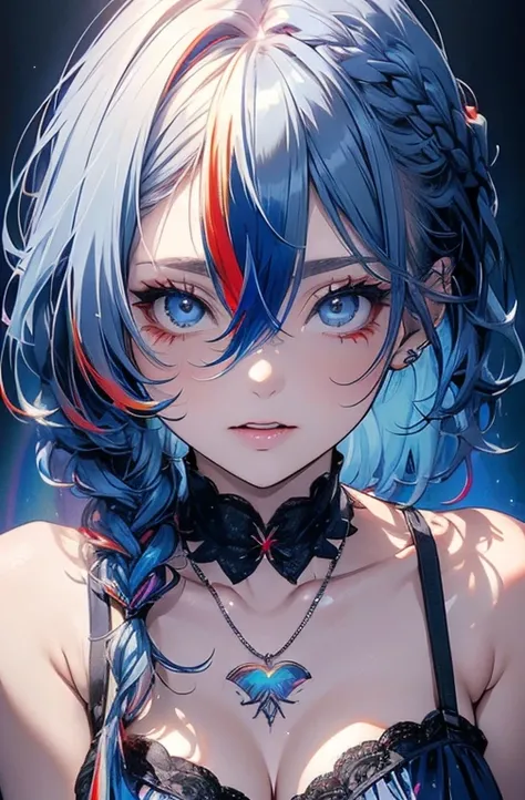 ((        Masterpiece    :1.2)).8k.(()).  sexy、  Bump in the center    、     Chainsaw Mans Journey     、Beauty、     yandere、、     face close-up 、  Screaming Kiss      、     chest tattoo     、     Christian Dior Necklaces、(  white background )、(     waitres...