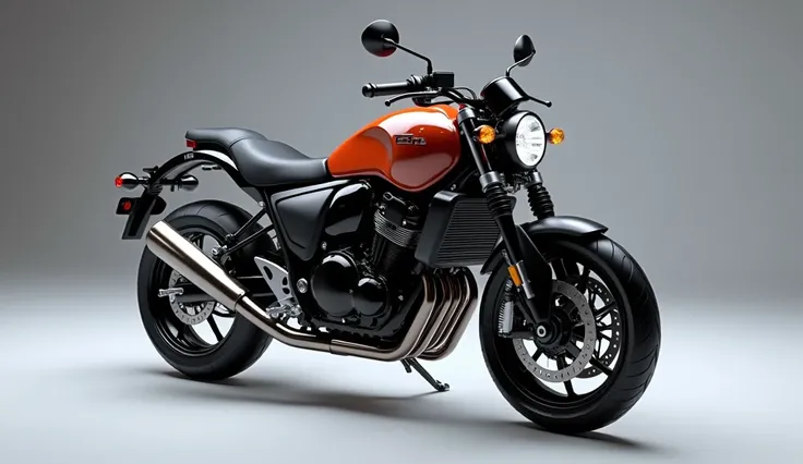 Generate a high-resolution, fully realistic image of a ( 2025 Honda Rebel 1100 ) in ( Color ) , with a sleek and modern exterior, futuristic wheels, and a shimmering body color, displayed in a luxurious showroom.The image should be highly detailed and real...