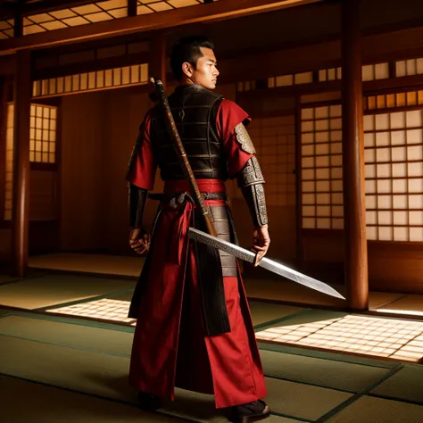 Samurai , with a katana ,  very detailed , In a Japanese temple  , 8K , ultra , very high definition  , classic 