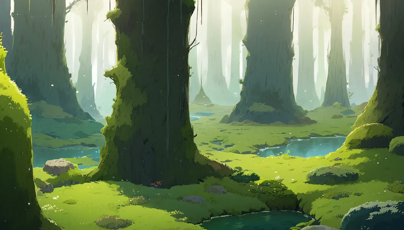 moss landscapes ,studio ghibli inspired