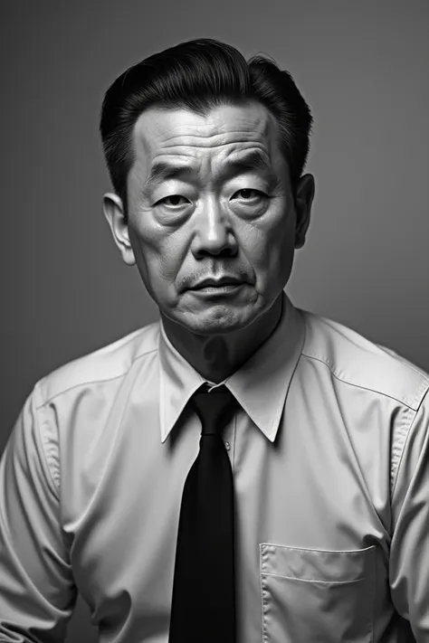 Generate a portrait of a Japanese man from the 1940s in black and white 