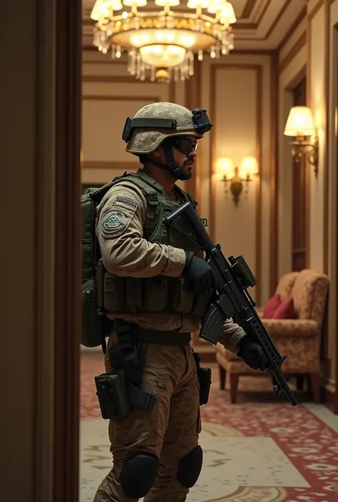 Soldier in the Hotel broke