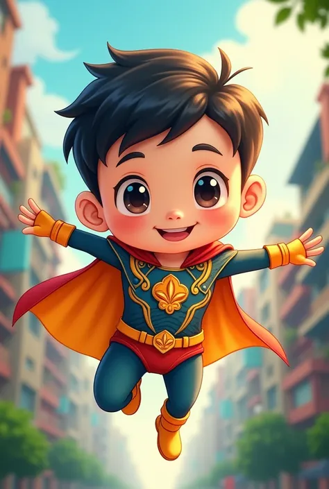 Superhero design shows cute Thai male
