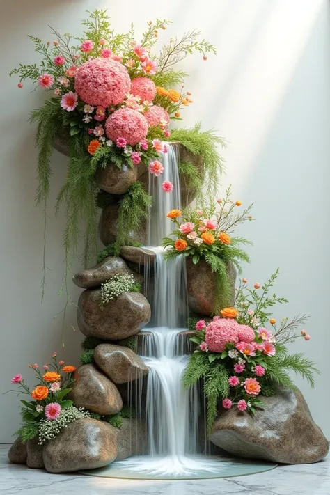 Make a flower arrangements that looks like a waterfalls 