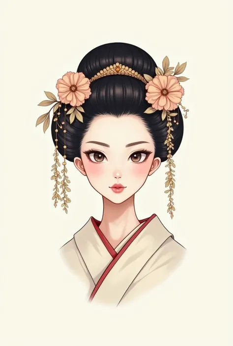 Create a simple logo for streaming jav website. imaging of a woman with a geisha headdress