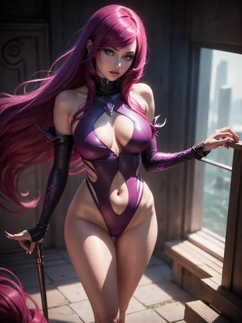  Evelynn League of Legends, Sensual,   high definition, realistic, first, seminua. stand up, Standing Up , WEARING A YARN SWIMSUIT, BODY DE FIOS, SHOWING BELLY