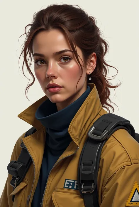 April Michelle Bowlby, braunhaarig, firefighter, realistic, ernst, 