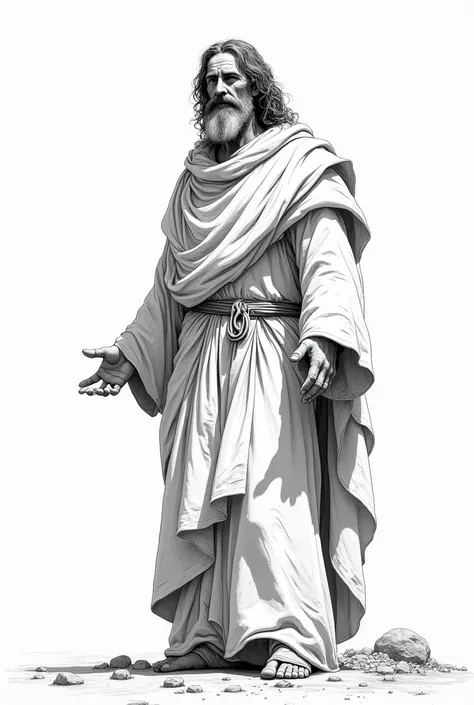 Make a black and white outline drawing to paint depicting a prophet from the Bible