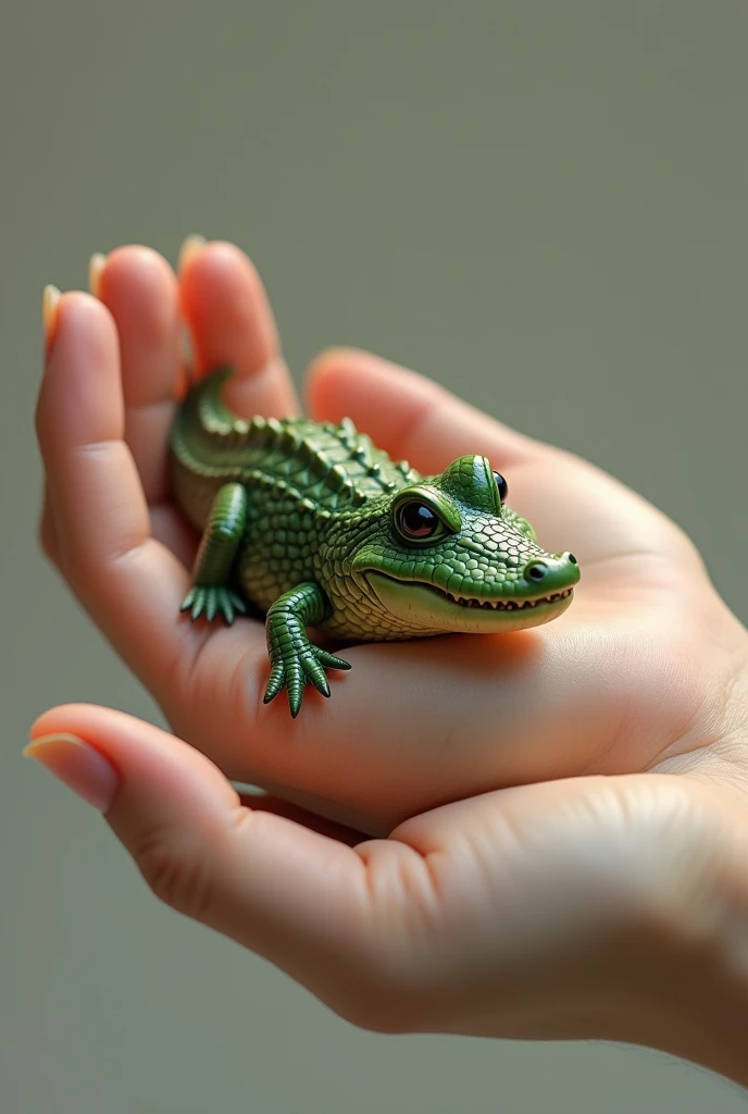 Buaya kecil lucu di tangan