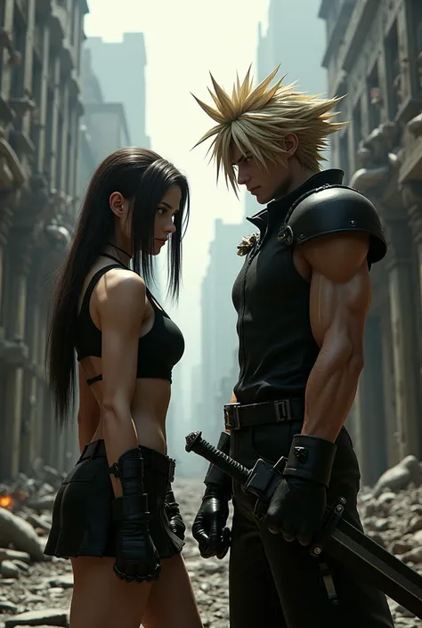 Make me a picture of Tifa Lockhart and Cloud Strife 