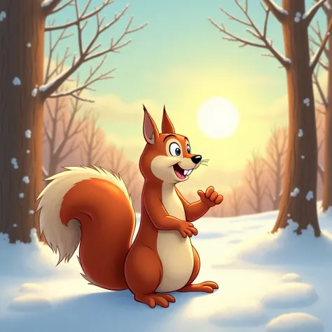 A positive motivator for a good day, squirrel, Sun, winter, animation